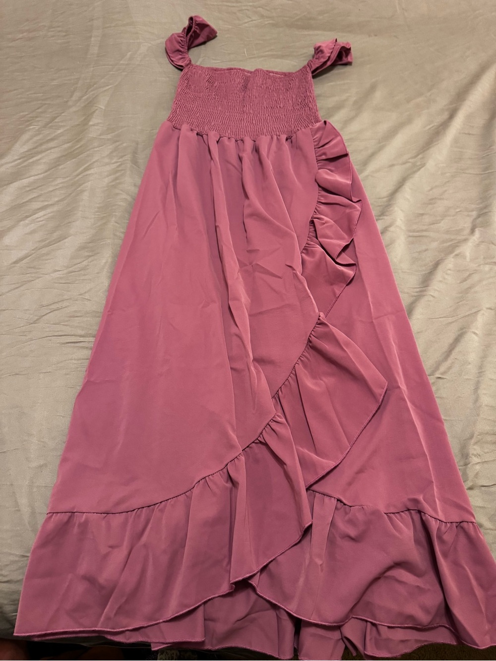 HALARA Mauve Pink High-Low Ruffle Dress